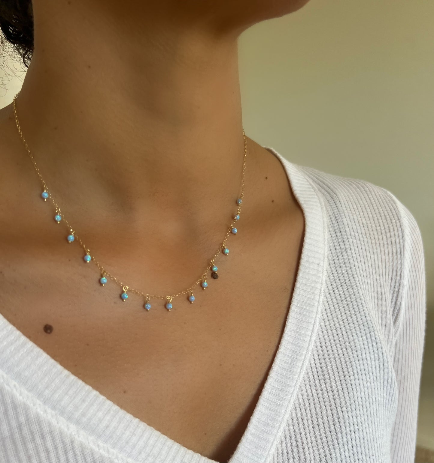 Dainty Opal Collar Necklace