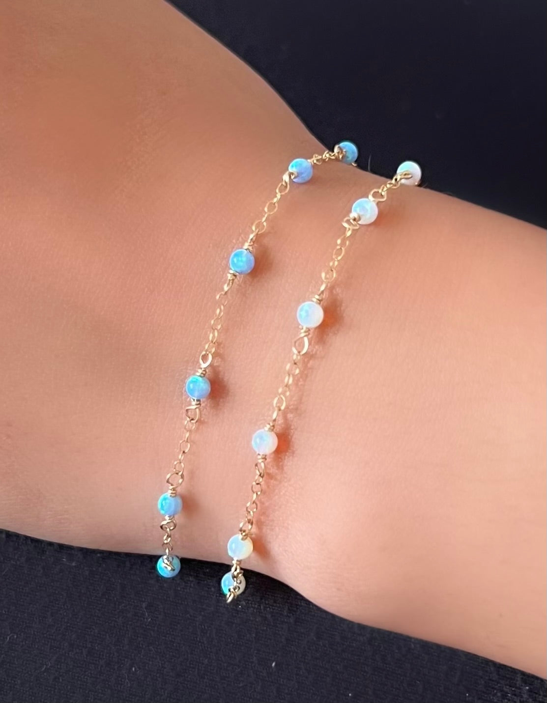 Multi Opal gold chain bracelet