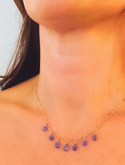 Tanzanite Faceted Pear Drops Necklace