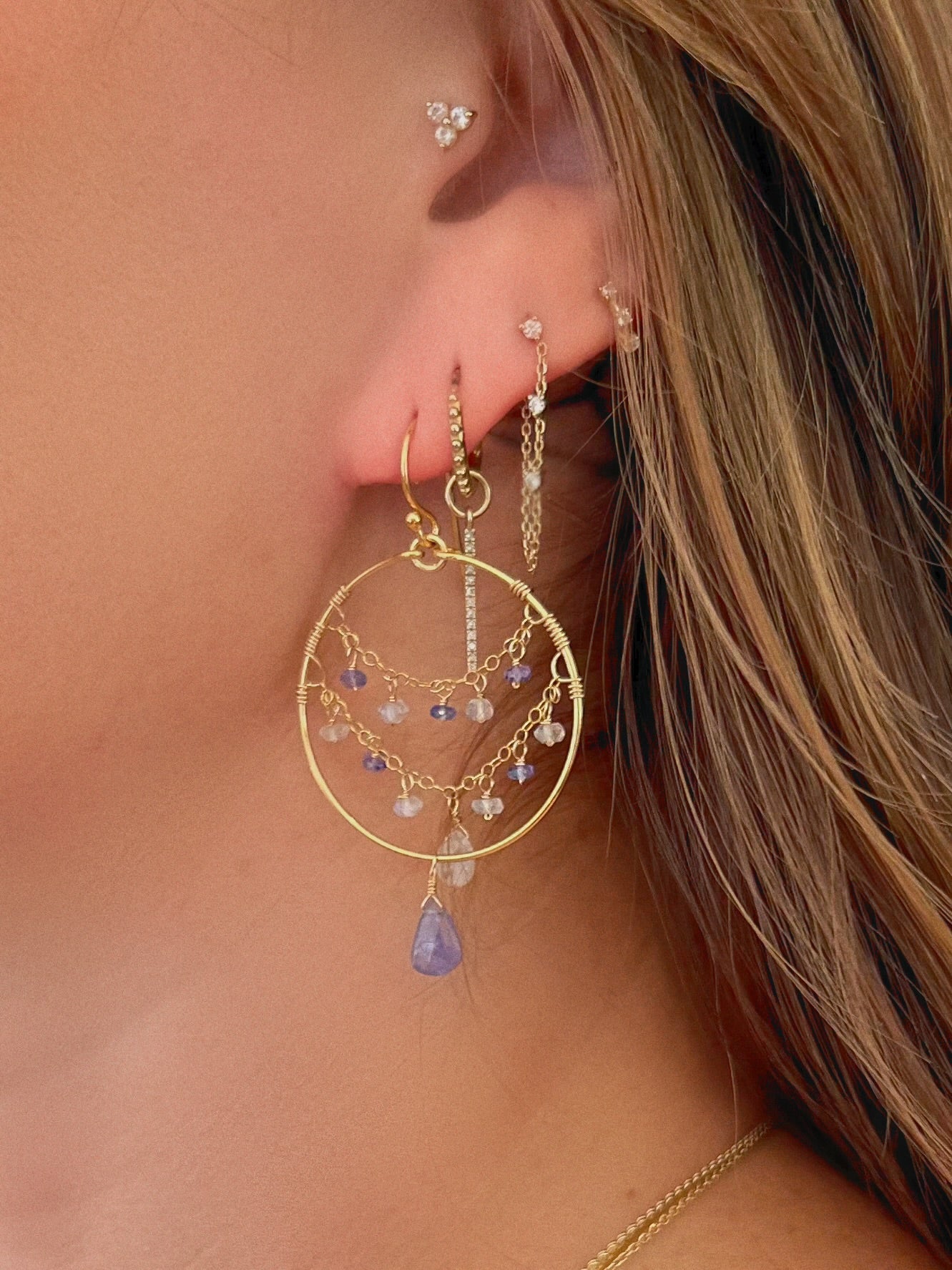 Midnight Blue Tanzanite Hoops