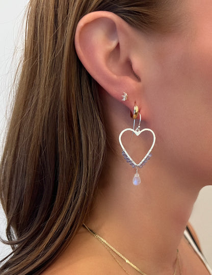 Tanzanite & Moonstone Heart Earrings