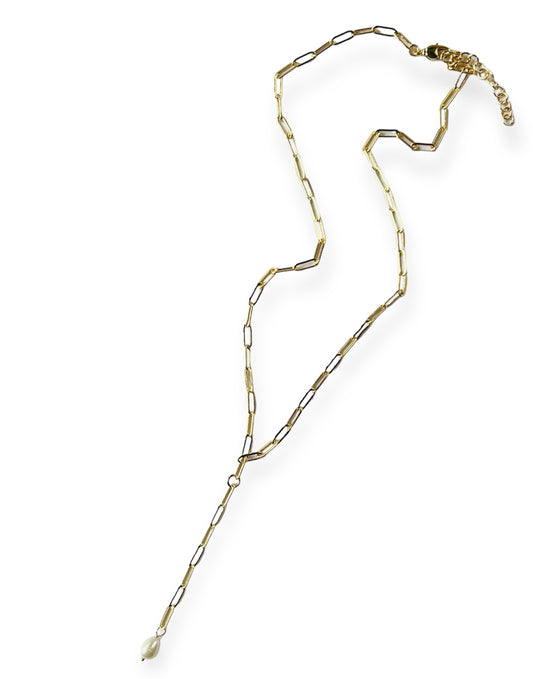 Paperclip Pearl Lariat