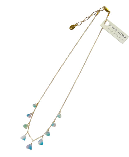 Nine Drop Opal Triangle Necklace