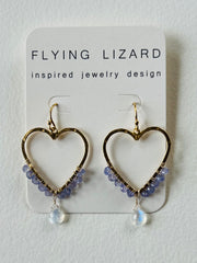 Tanzanite & Moonstone Heart Earrings