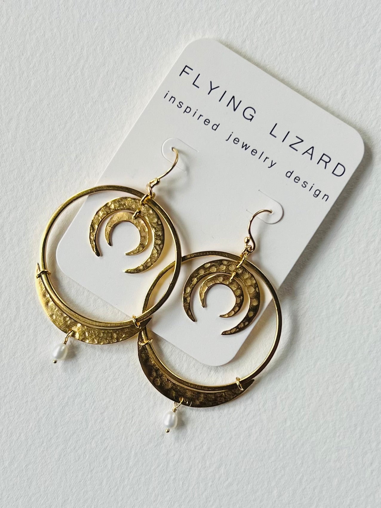 Luna Crescent Pearl Hoops