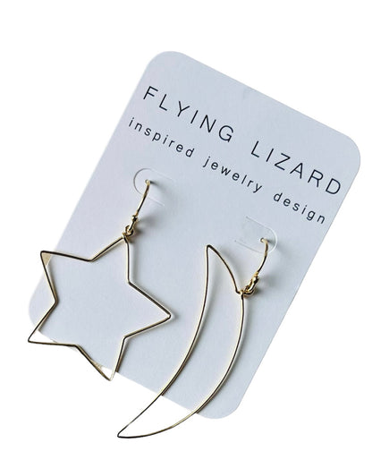 Moon and Star Gold Earrings