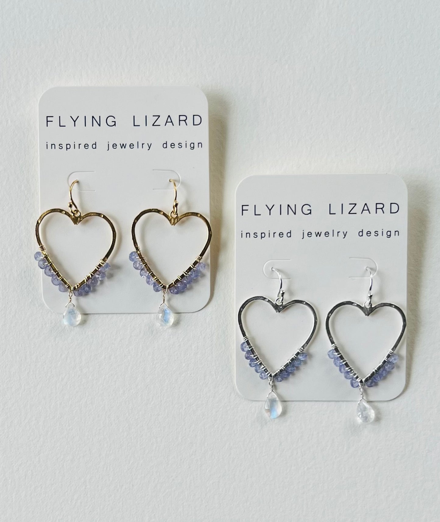 Tanzanite & Moonstone Heart Earrings