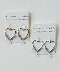 Tanzanite & Moonstone Heart Earrings