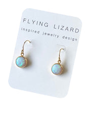 Round Bezzle Set Opal earrings