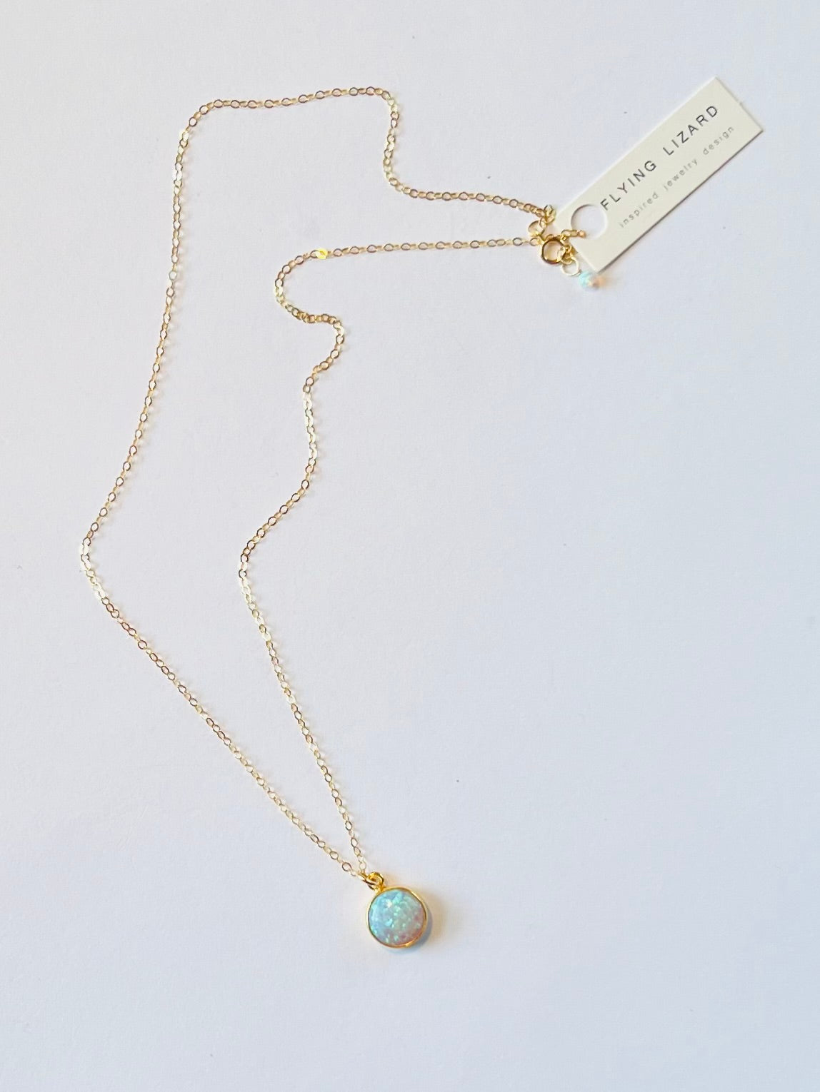 Round Opal Bezel Set Necklace