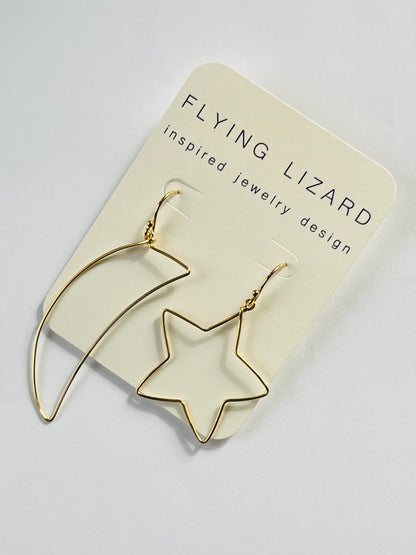 Moon and Star Gold Earrings