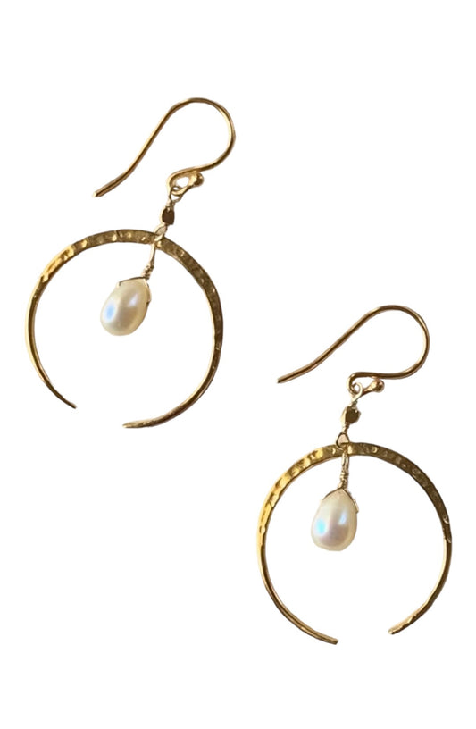 Crescent & Pearl Earrings